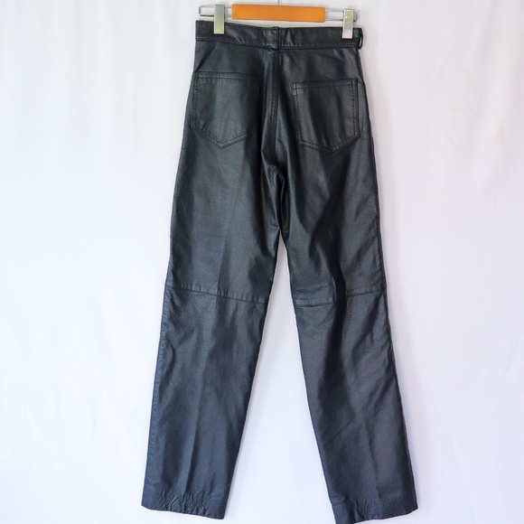 Charcoal gray vintage very high-rise leather pants - Picture 3 of 8